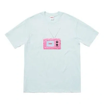 Supreme Ss18 Tv Tee Pale Blue Printing Short Sleeve Unisex