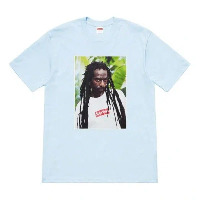 Supreme Ss19 Buju Banton Tee Reggae Character Printing Short Sleeve Unisex Light Blue