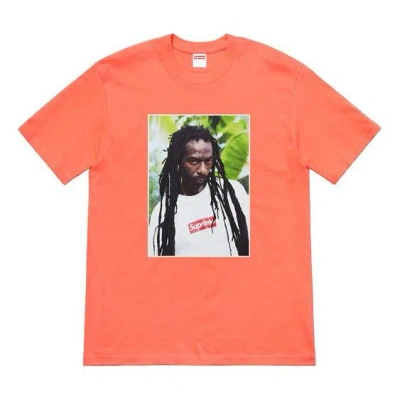 Supreme Ss19 Buju Banton Tee Reggae Character Printing Short Sleeve Unisex Orange