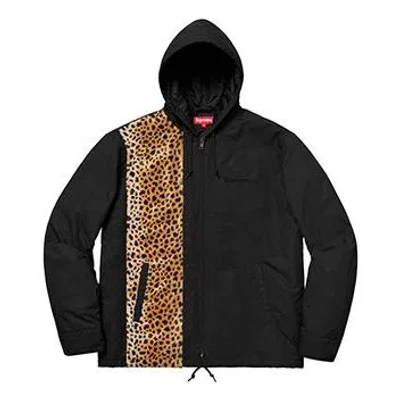 Supreme Ss19 Cheetah Hooded Station Jacket Black