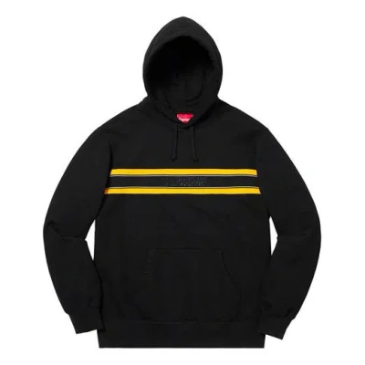 Supreme Ss19 Chest Stripe Logo Hooded Sweatshirt Black Logo