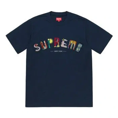 Supreme Ss19 City Arc Tee Navy Embroidered Logo Short Sleeve Unisex Navy Blue