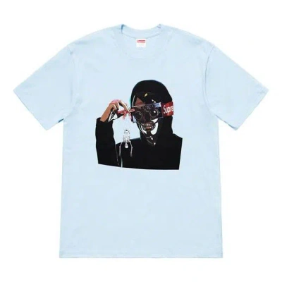 Supreme Kids'  Ss19 Creeper Tee Light Blue Character Printing Short Sleeve Unisex