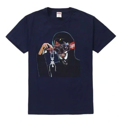Supreme Ss19 Creeper Tee Navy Frankenstein Printing Short Sleeve Unisex Navy Blue