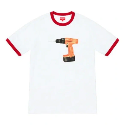 Supreme Ss19 Drill Ringer Electric Drill Printing Short Sleeve Unisex Red In White