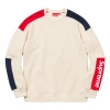 Supreme Ss19 Formula Crewneck Natural Logo Colorblock Fleece Lined Unisex Beige