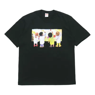Supreme Ss19 Kids Tee Back Kids Graffiti Round Neck Short Sleeve Unisex Black