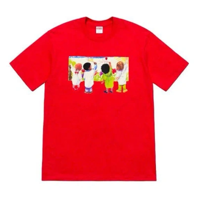 Supreme Ss19 Kids Tee Red Kids Graffiti Round Neck Short Sleeve Unisex