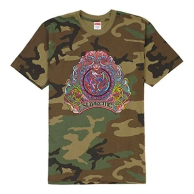 Supreme Ss19 Knot Tee Woodland Camo In Green