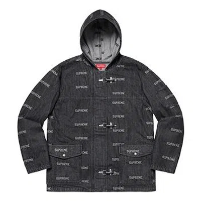 Supreme Ss19 Logo Denim Turnout Jacket Black Logo