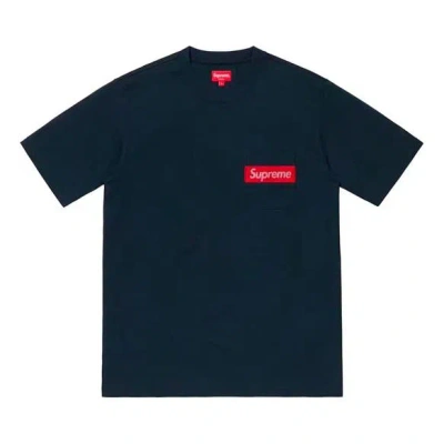 Supreme Ss19 Mesh Stripe Pocket Tee Navy Short Sleeve Unisex Navy Blue