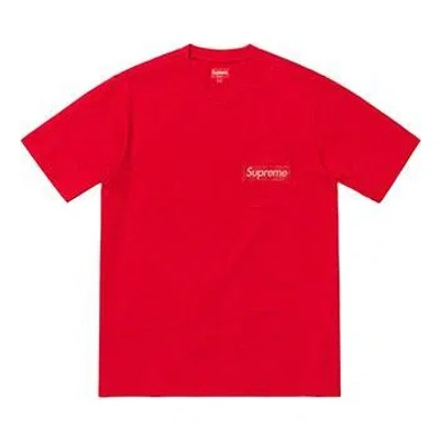 Supreme Ss19 Mesh Stripe Pocket Tee Red Short Sleeve Unisex