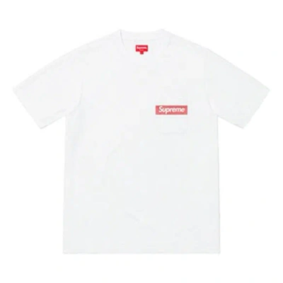 Supreme Ss19 Mesh Stripe Pocket White Tee
