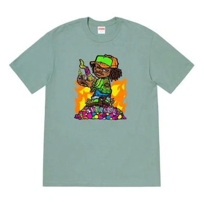 Supreme Ss19 Molotov Kids Darksage Tee 'blue Grey'