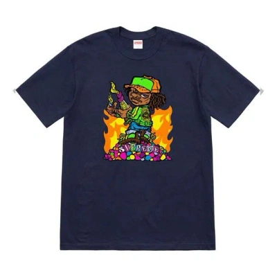 Supreme Ss19 Molotov Kids Tee Navy Little Boy Short Sleeve Unisex Navy Blue