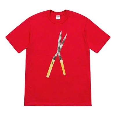 Supreme Kids'  Ss19 Shears Tee Large Printing Short Sleeve Unisex Red
