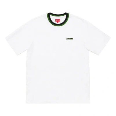 Supreme Ss19 Split Rib S/s Top Round Neck Segmentation Two Color Short Sleeve Unisex White