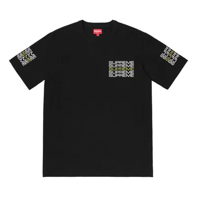 Supreme Ss19 Stack Logo Tee Black Logo Round Neck Short Sleeve Unisex