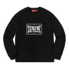 Supreme Ss19 Warm Up Crewneck Black Chest Logo Pullover Unisex