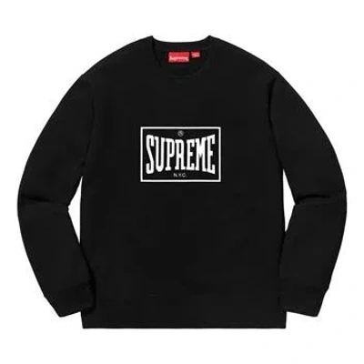 Supreme Ss19 Warm Up Crewneck Black Chest Logo Pullover Unisex
