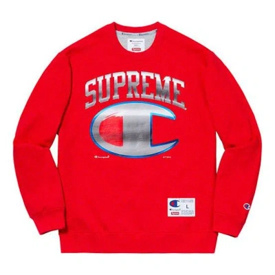 Supreme Ss19 X Champion Chrome Crewneck Crossover Unisex Red