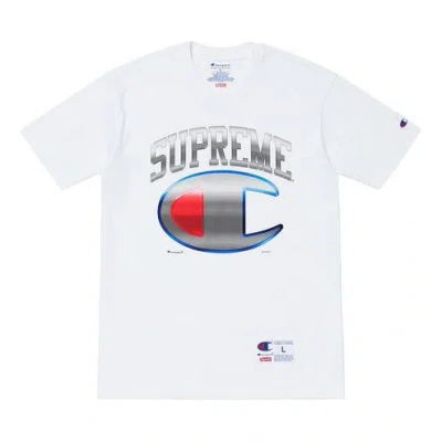 Supreme Ss19 X Champion Chrome Ss Top Tee In White