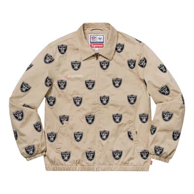 Supreme Ss19 X Nfl X Raiders X 47 Embroidered Harrington Jacket Crossover Full Print Logo Unisex Kha In Neutral