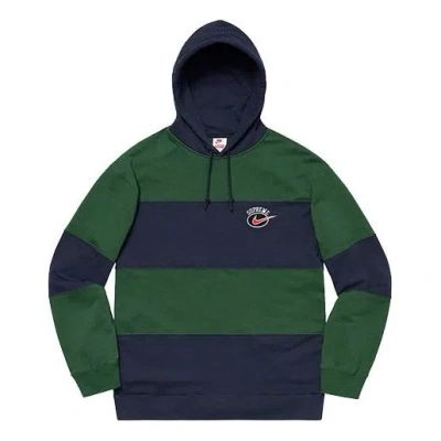 Supreme Ss19 X Nike Stripe Hooded Sweatshirt 'blue' In Green