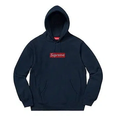 Supreme Ss19 X Swarovski Box Logo Hooded Sweatshirt Bogo In Blue