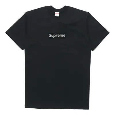 Supreme Ss19 X Swarovski Box Logo Tee Bogot In Black