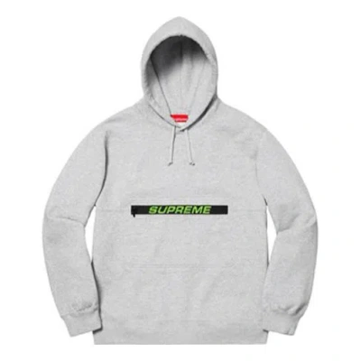 Supreme Ss19 Zip Pouch Hooded Sweatshirt Heathergrey Logo In Gray