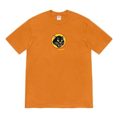 Supreme Ss20 Week 1 Black Cat Tee Short Sleeve Unisex Orange