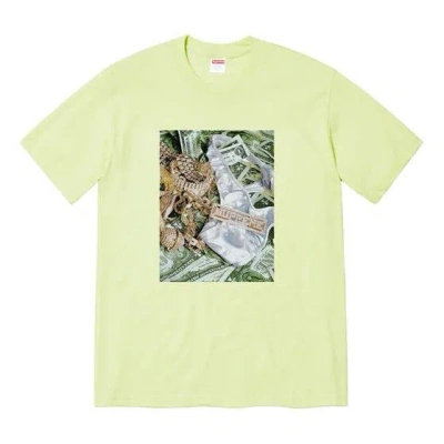 Supreme Ss20 Week 1 Bling Tee Money Printing Short Sleeve Unisex Mint Green