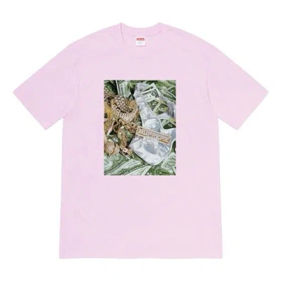 Supreme Ss20 Week 1 Bling Tee Money Printing Short Sleeve Unisex Purple In Pink