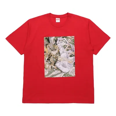 Supreme Ss20 Week 1 Bling Tee Money Printing Short Sleeve Unisex Red