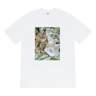 Supreme Ss20 Week 1 Bling Tee Us Dollar Printing Short Sleeve Unisex White