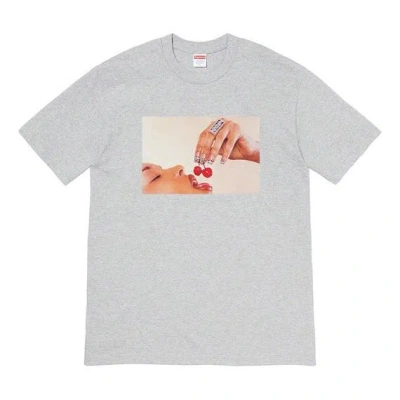 Supreme Ss20 Week 1 Cherries Tee Cherry Short Sleeve Unisex Gray In Gold
