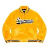 Supreme Ss20 Week 1 Faux Fur Varsity Jacket In Yellow