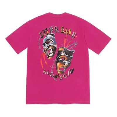 Supreme Ss20 Week 1 Laugh Now Tee Thorns Smiling Face Printing Short Sleeve Unisex Red T-shirt In Pink