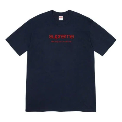 Supreme Ss20 Week 1 Shop Tee Classic Logo Short Sleeve Unisex Navy Blue