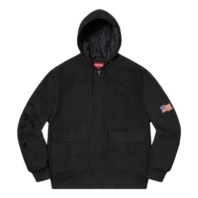 Supreme Ss20 Week 2 Canvas Hooded Work Jacket In Black