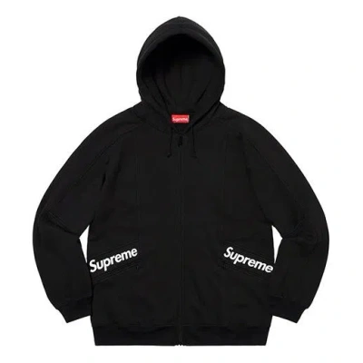 Supreme Ss20 Week 3 Color Blocked Zip Up Hooded Sweatshirt In Black