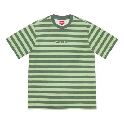 Supreme Ss22 Week 14 Reverse Stripe S/s Top Round Neck Short Sleeve Unisex In Green