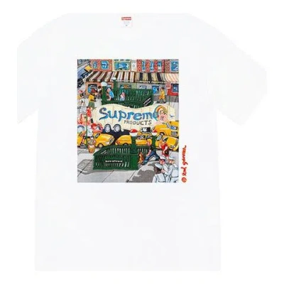 Supreme Ss22 Week 19 Manhattan Tee Cartoon Alphabet Pattern Printing Round Neck Short Sleeve Unisex In White