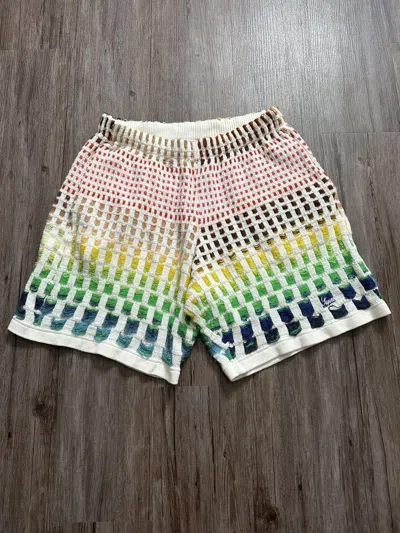 Pre-owned Supreme Ss23 Gradient Grid Knit Shorts Size Large In Multicolor