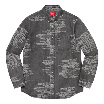 Supreme Ss23 Week15 Trademark Jacquard Denim Shirt 'black' In Gray