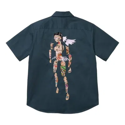 Supreme Ss26 Aoi Cyborg S/s Work Shirt 'navy' In Green
