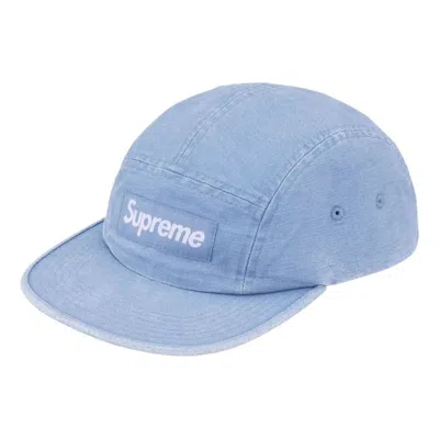 Supreme Logo-patch Canvas Camp Cap In Blue