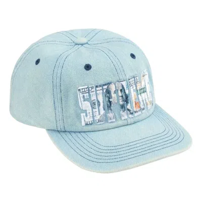 Supreme Embroidered Money Logo 6-panel Hat In Blue