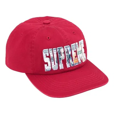 Supreme Money Logo-embroidery 6-panel Hat In Red
